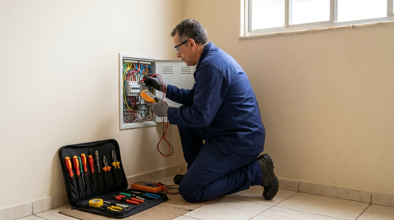 Eletricista atendendo em residência em Divinópolis‑MG