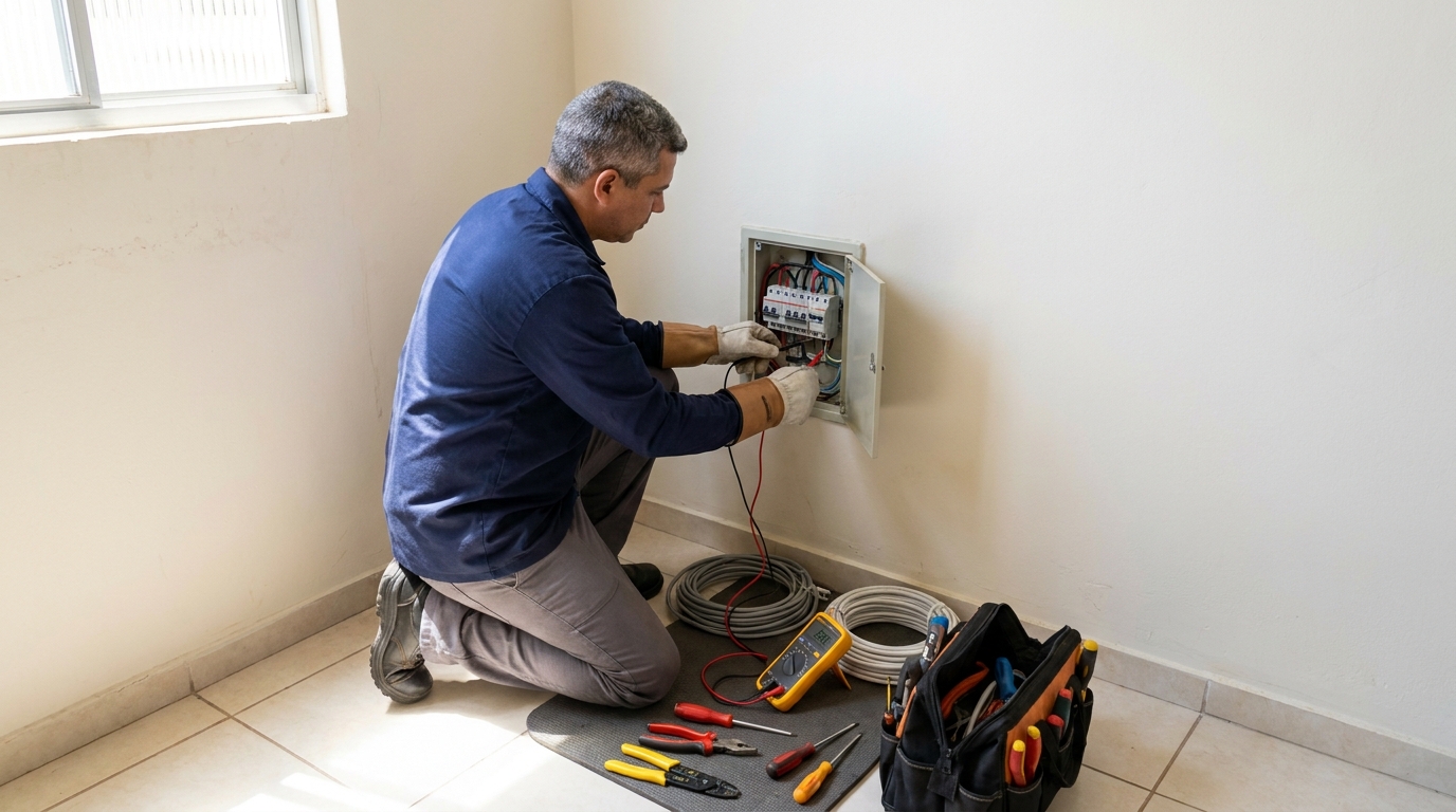Eletricista realizando manutencao em Divinópolis‑MG