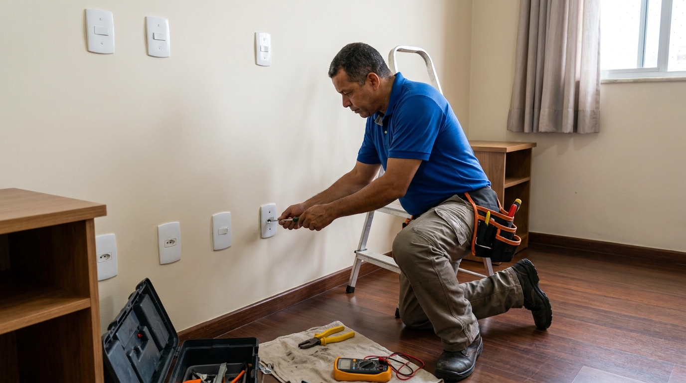 Instalacao de tomada e interruptor residencial em Divinópolis‑MG