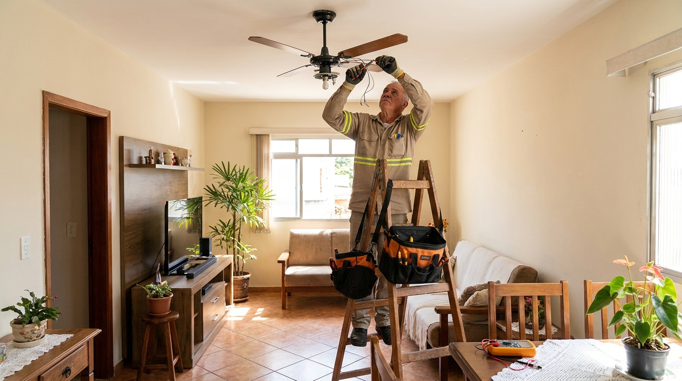 Montagem de ventilador de teto em Divinópolis‑MG